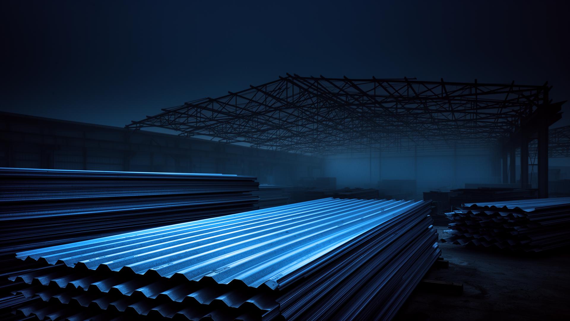 Stacks of premium roofing sheets at the Kanga Roofing factory